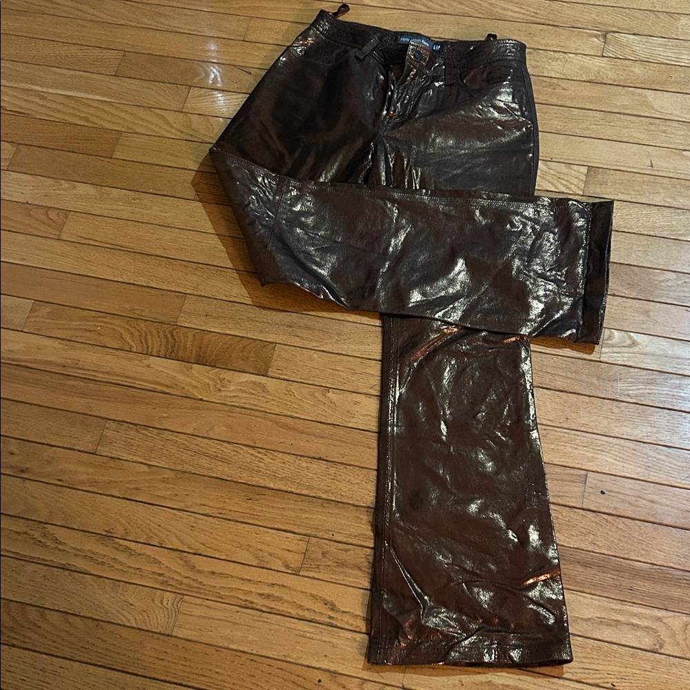 GAP Metallic  Bronze Genuine Leather Pants